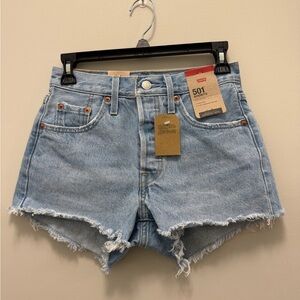 Levi's 501 Light Blue Jean Shorts High-Waisted Distressed NEW WITH TAGS